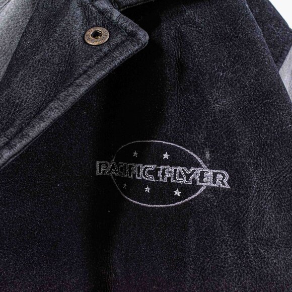 Pacific Flyer Embroidered Varsity Jacket Faux Suede XXL VTG 90s Streetwear - Picture 4 of 16